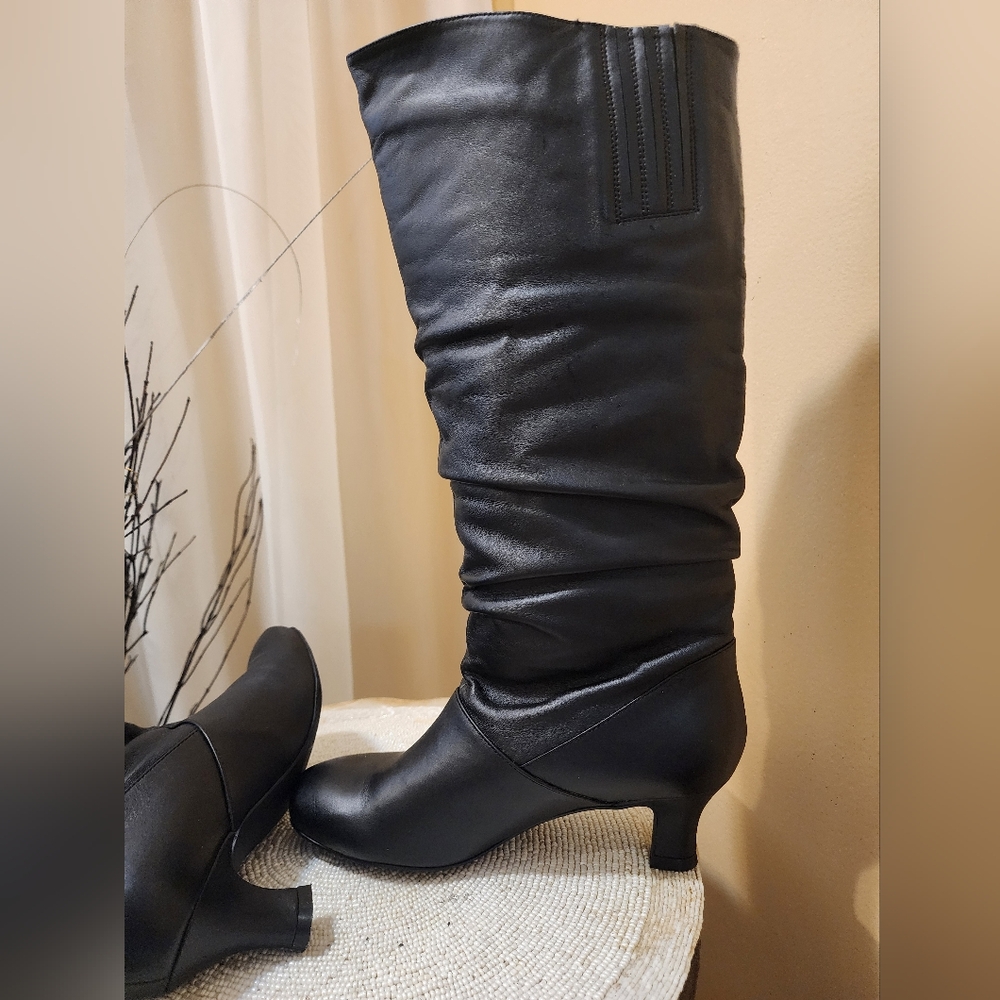 New. Array Almond Toe Knee Length Boots Kitten Heels 2" Size 6.5 - Picture 3 of 9